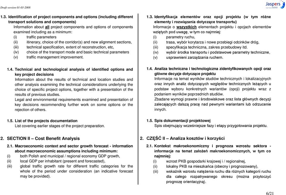 and basic technical parameters (v) traffic management improvement. 1.3.