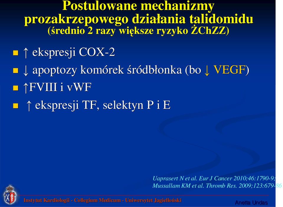 (bo VEGF) FVIII i vwf ekspresji TF, selektyn P i E Uaprasert N et al.