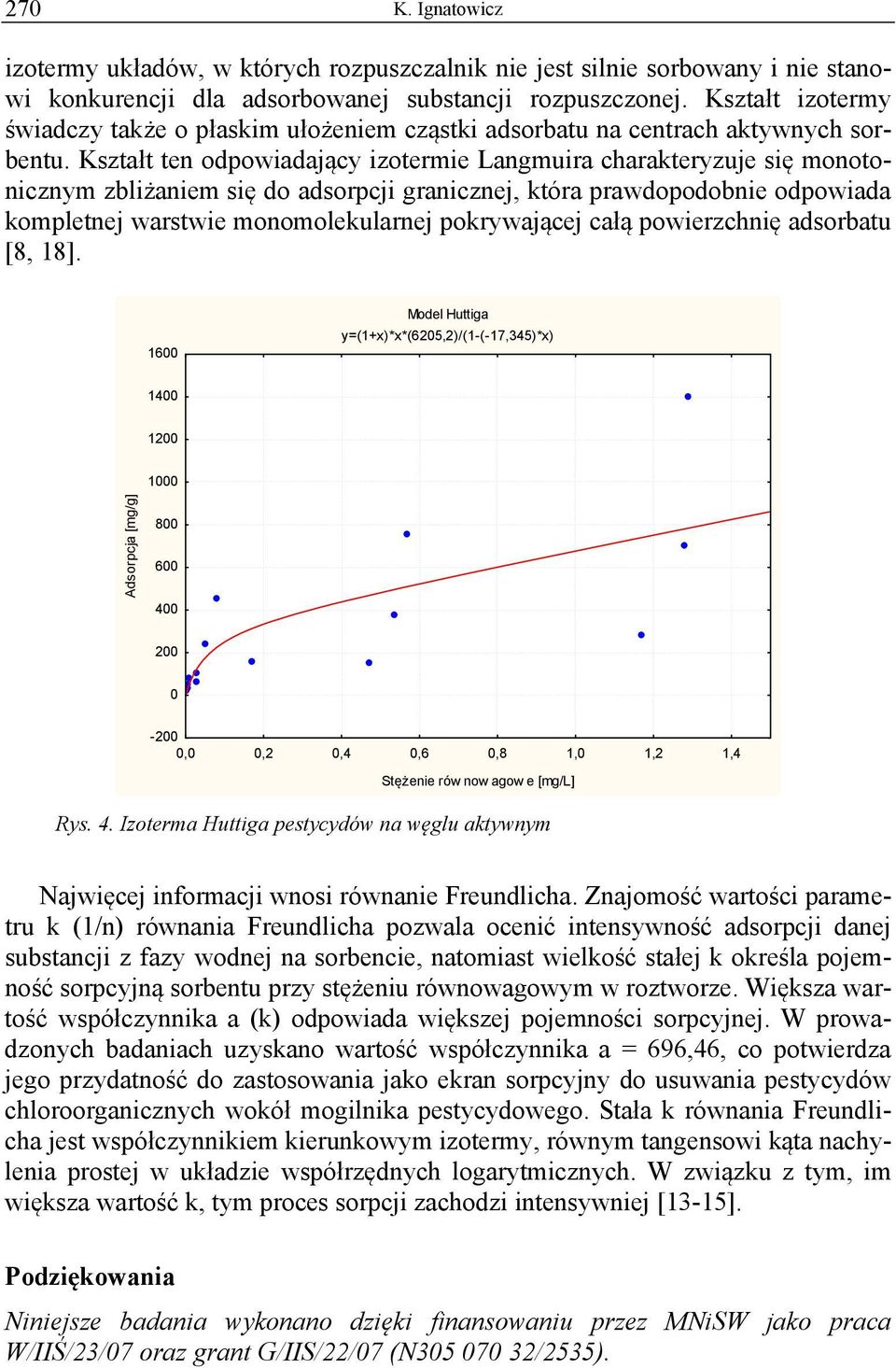 Kształt ten odpowiadający izotermie Langmuira charakteryzuje się monotonicznym zbliżaniem się do adsorpcji granicznej, która prawdopodobnie odpowiada kompletnej warstwie monomolekularnej pokrywającej