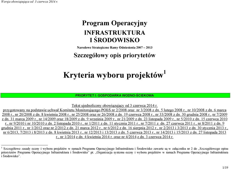 , nr 20/2008 z dn. 8 kwietnia 2008 r., nr 25/2008 oraz nr 26/2008 z dn. 19 czerwca 2008 r., nr 33/2008 z dn. 30 grudnia 2008 r., nr 7/2009 z dn. 31 marca 2009 r., nr 14/2009 oraz 18/2009 z dn.