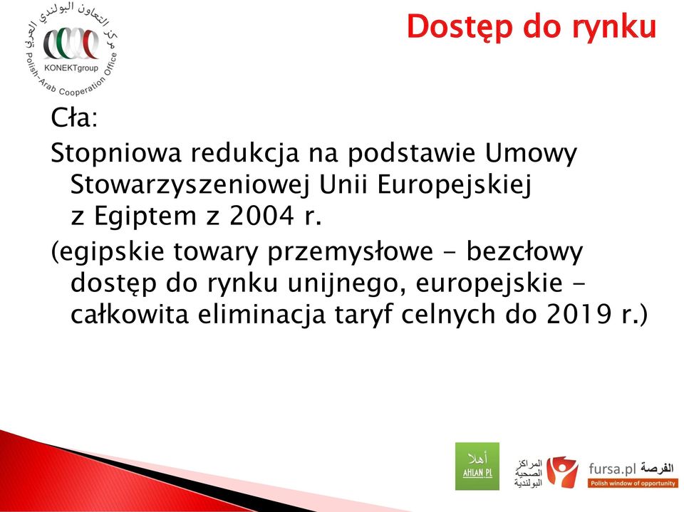 (egipskie towary przemysłowe - bezcłowy dostęp do rynku