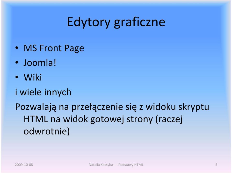 widoku skryptu HTML na widok gotowej strony