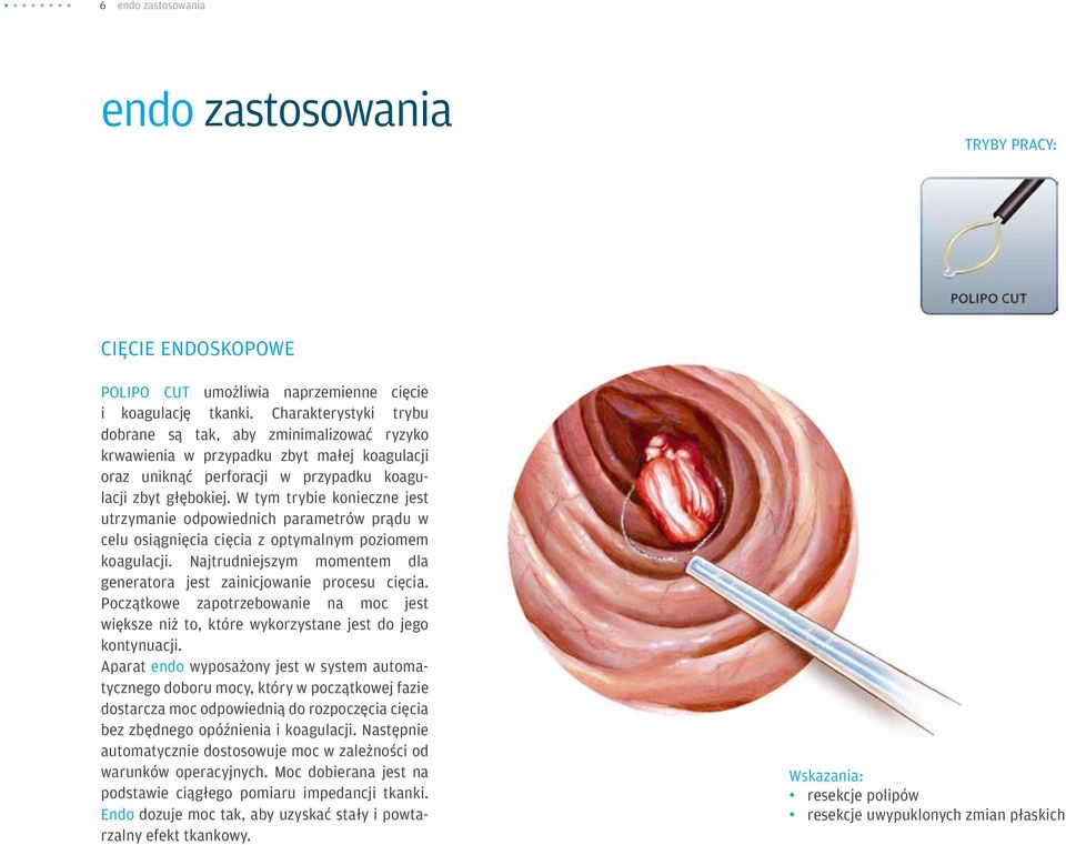 W tym trybie konieczne jest utrzymanie odpowiednich parametrów prądu w celu osiągnięcia cięcia z optymalnym poziomem koagulacji.