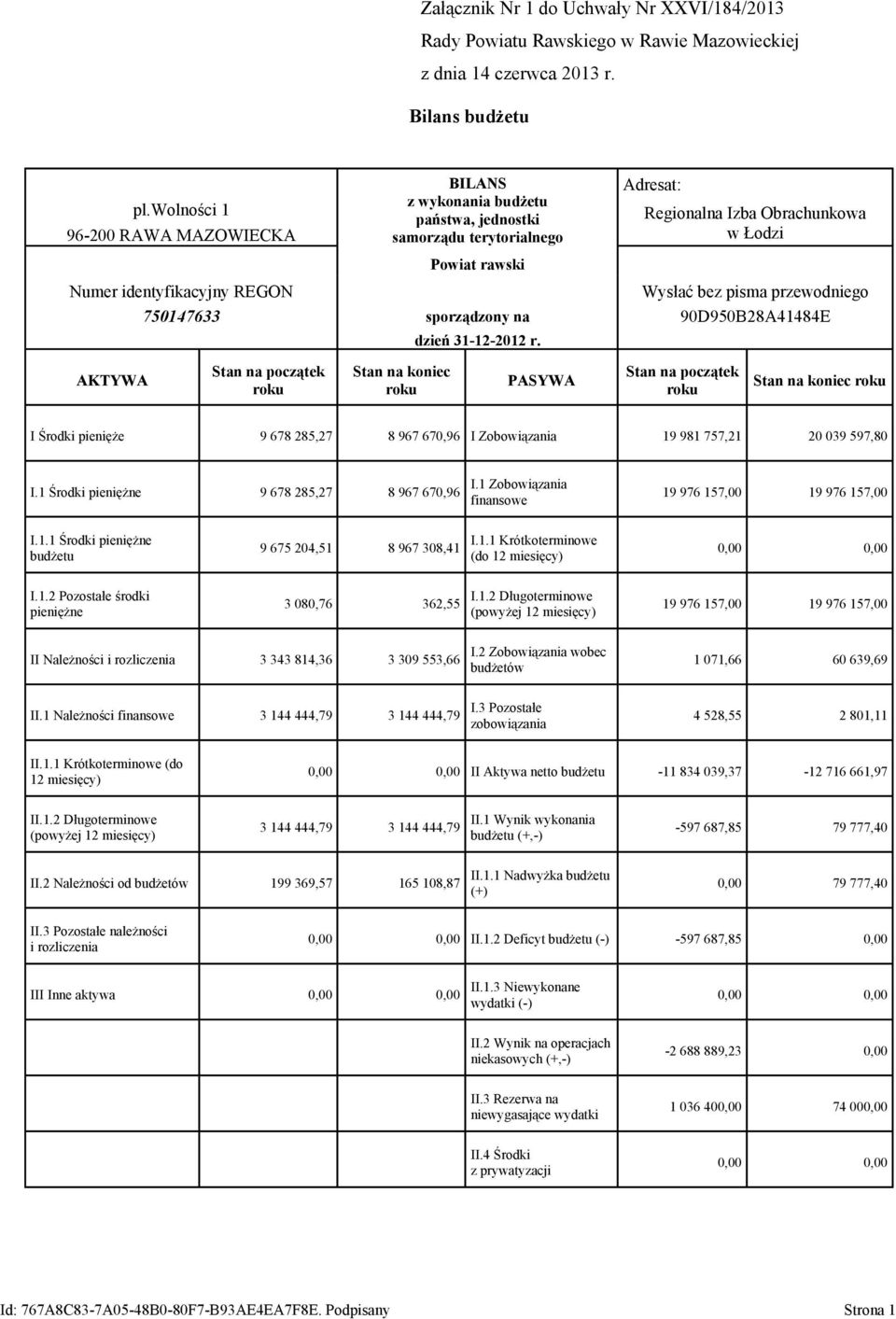 bez pisma przewodniego 750147633 sporządzony na 90D950B28A41484E dzień 31-12-2012 r.