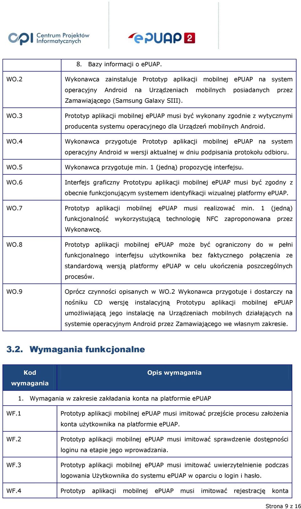 Prototyp aplikacji mobilnej epuap musi być wykonany zgodnie z wytycznymi producenta systemu operacyjnego dla Urządzeń mobilnych Android.