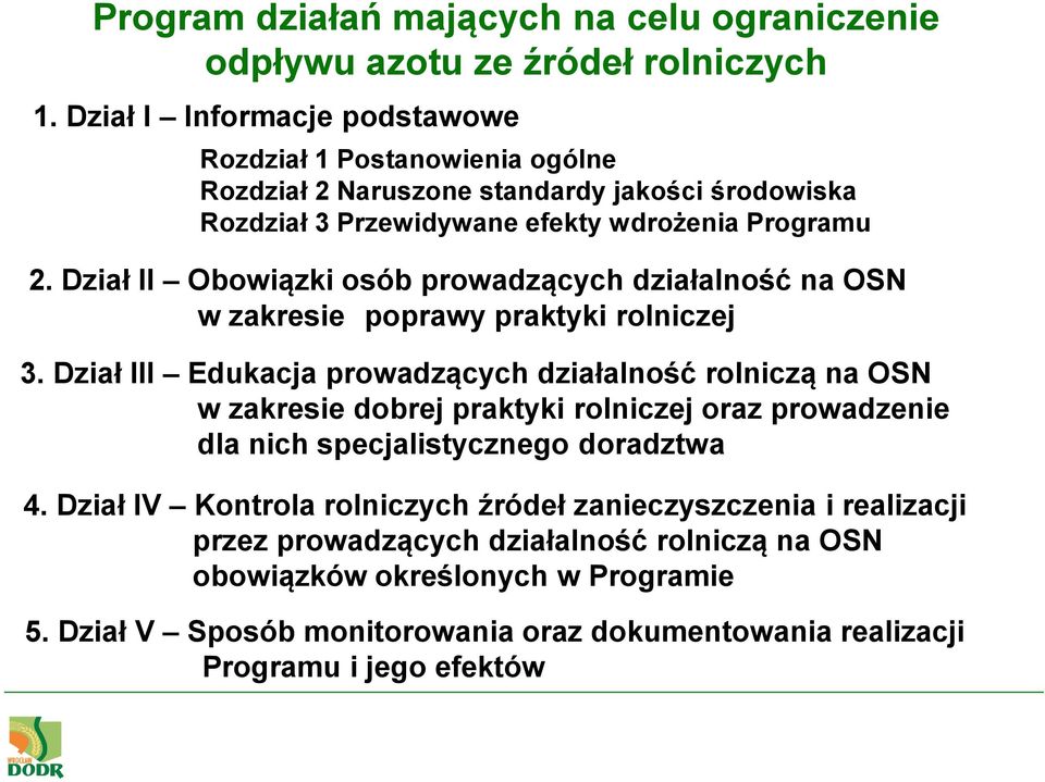 Dział II Obowiązki osób prowadzących działalność na OSN w zakresie poprawy praktyki rolniczej 3.