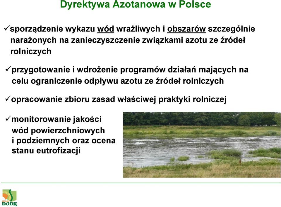 mających na celu ograniczenie odpływu azotu ze źródeł rolniczych opracowanie zbioru zasad właściwej