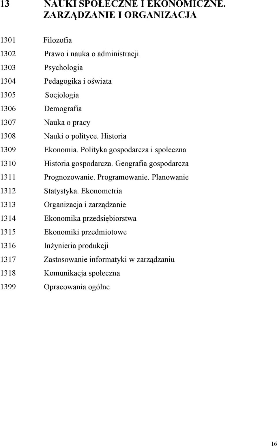 Nauka o pracy 1308 Nauki o polityce. Historia 1309 Ekonomia. Polityka gospodarcza i społeczna 1310 Historia gospodarcza.