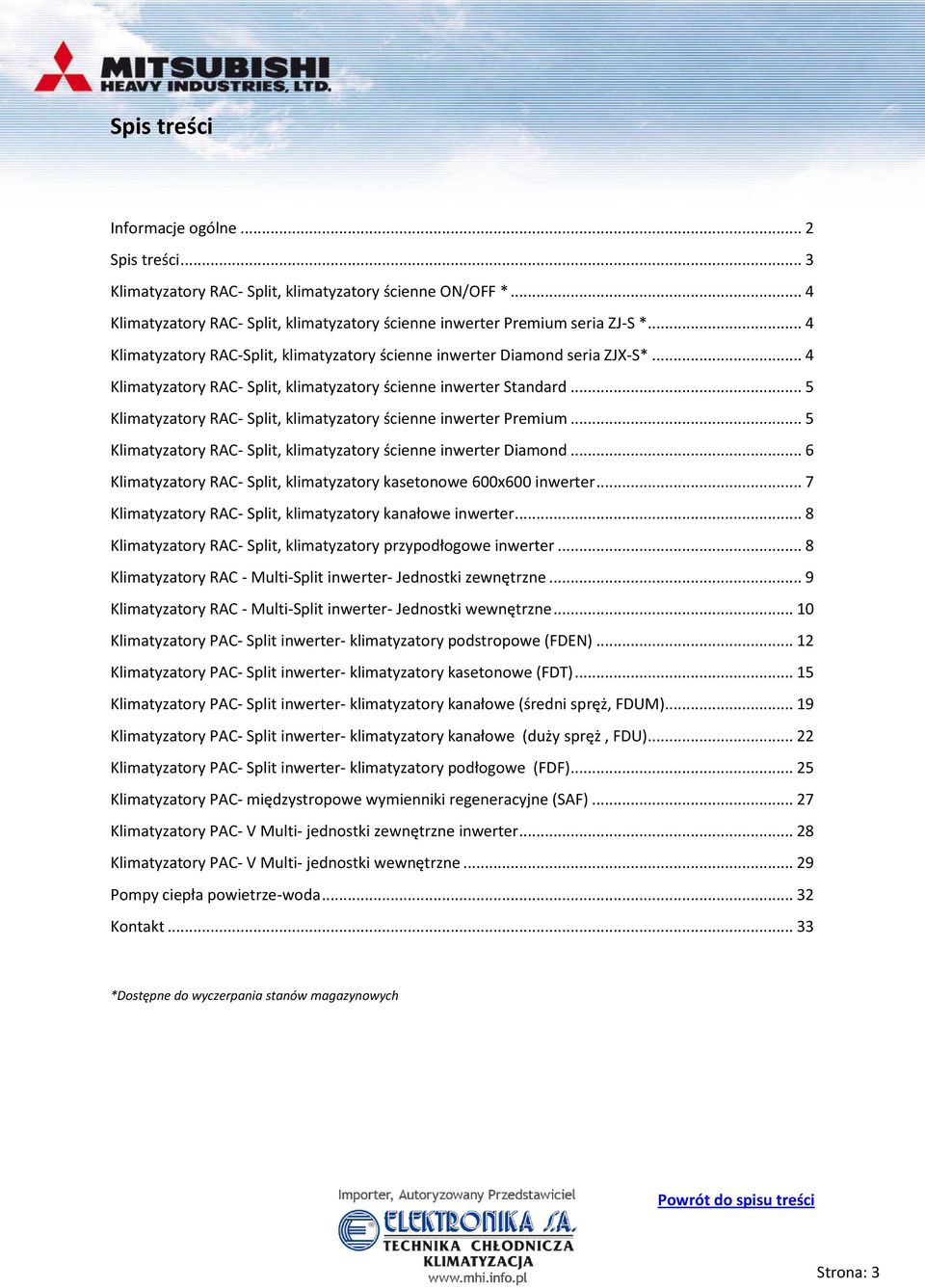 .. 5 Klimatyzatory RAC- Split, klimatyzatory ścienne inwerter Premium... 5 Klimatyzatory RAC- Split, klimatyzatory ścienne inwerter Diamond.