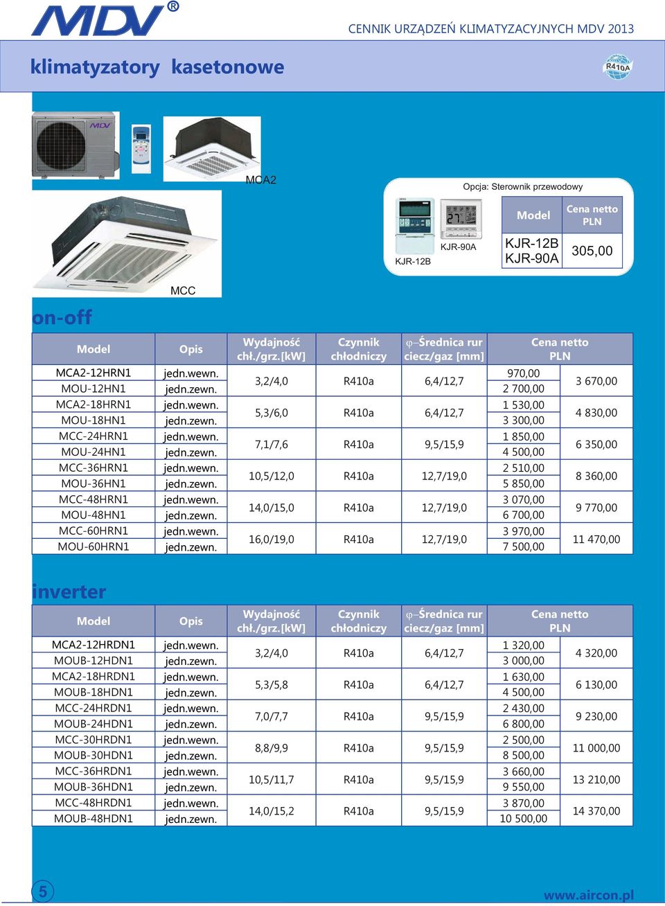 070,00 6 700,00 3 970,00 7 500,00 3 670,00 4 830,00 6 350,00 8 360,00 9 770,00 11 470,00 inverter 5 MCA2-12HDN1 MOUB-12HDN1 MCA2-18HDN1 MOUB-18HDN1 MCC-24HDN1 MOUB-24HDN1 MCC-30HDN1