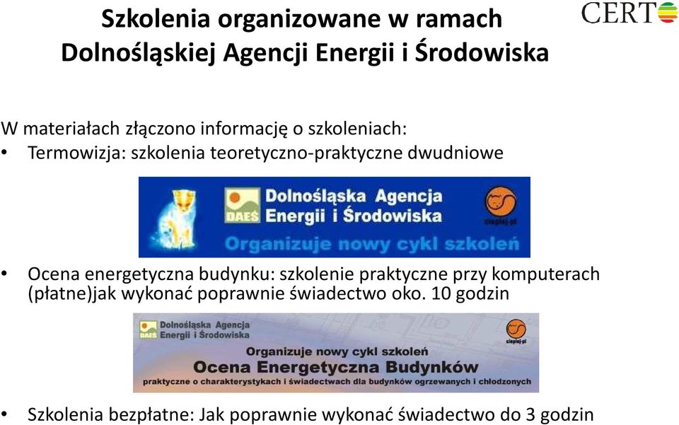 Ocena energetyczna budynku: szkolenie praktyczne przy komputerach (płatne)jak wykonać