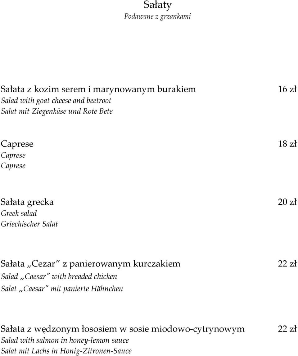 Cezar z panierowanym kurczakiem Salad Caesar" with breaded chicken Salat Caesar" mit panierte Hähnchen 22 zł Sałata z