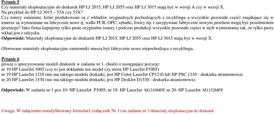 wałki PCR, OPC, zębatki, listwy itp. i zasypywane fabrycznie nowym prochem mogą być przedmiotem przetargu?