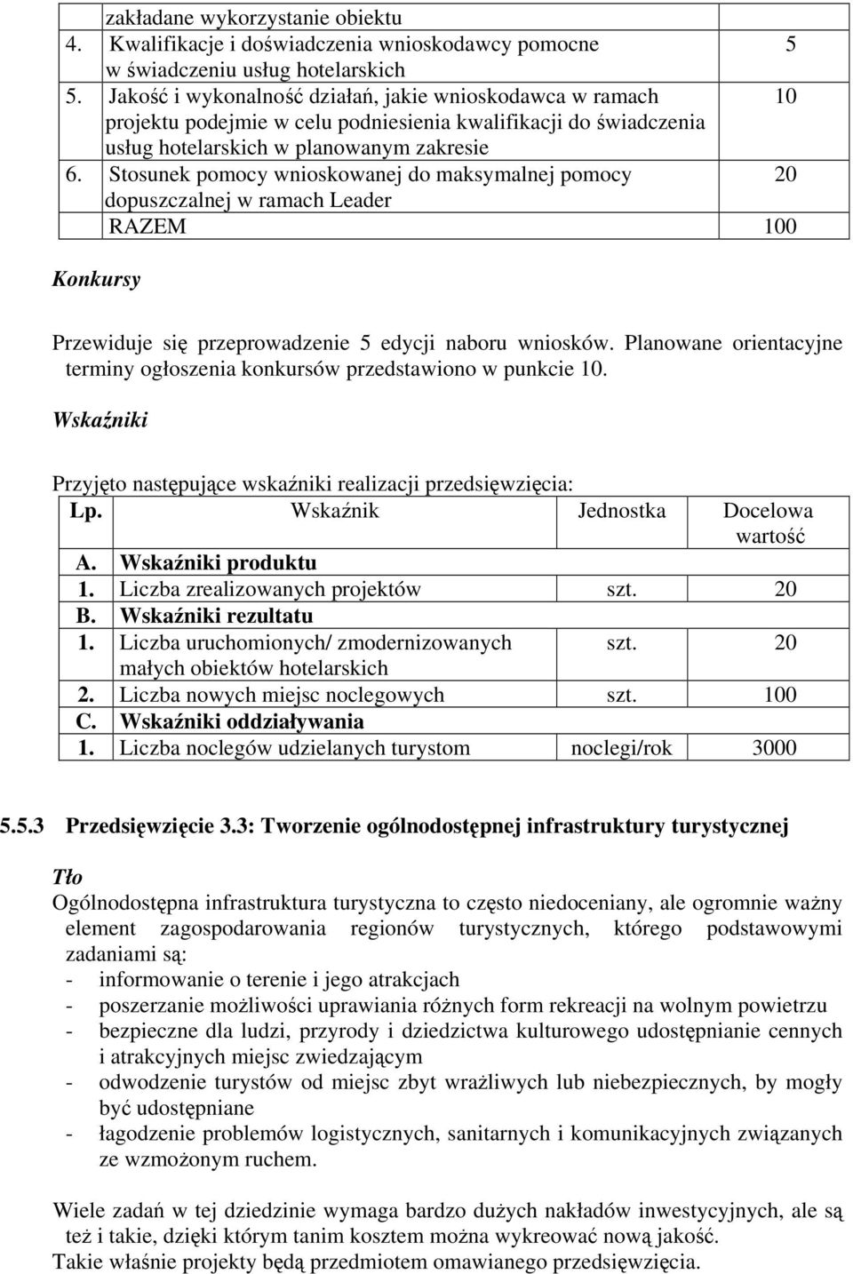 Stosunek pomocy wnioskowanej do maksymalnej pomocy 20 dopuszczalnej w ramach Leader RAZEM 0 Konkursy Przewiduje się przeprowadzenie 5 edycji naboru wniosków.