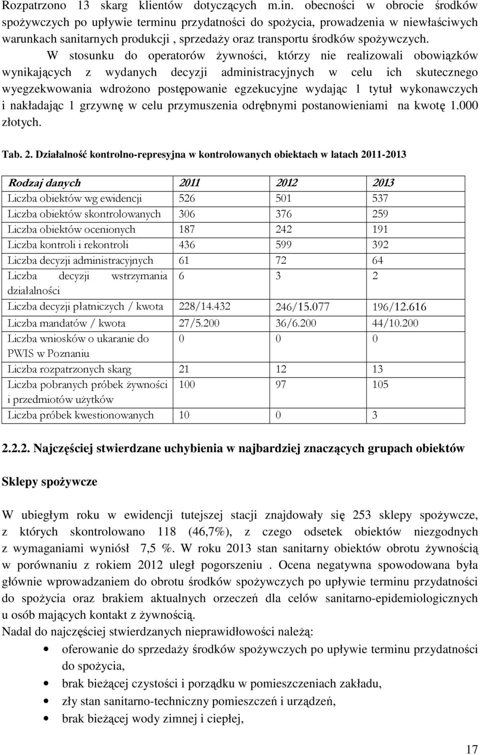 W stosunku do operatorów żywności, którzy nie realizowali obowiązków wynikających z wydanych decyzji administracyjnych w celu ich skutecznego wyegzekwowania wdrożono postępowanie egzekucyjne wydając