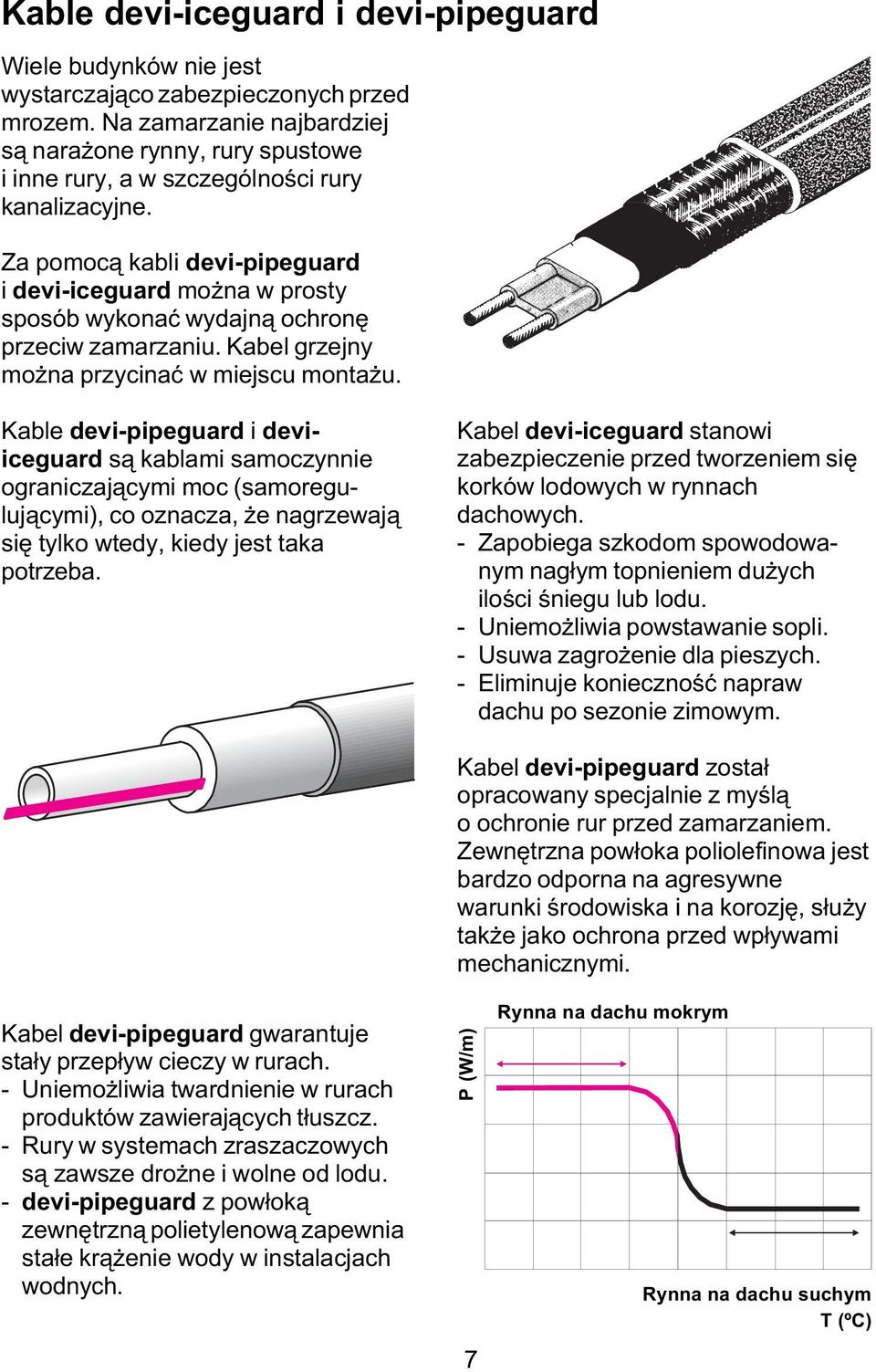 Za pomoc¹ kabli devi-pipeguard i devi-iceguard mo na w prosty sposób wykonaæ wydajn¹ ochronê przeciw zamarzaniu. Kabel grzejny mo na przycinaæ w miejscu monta u.