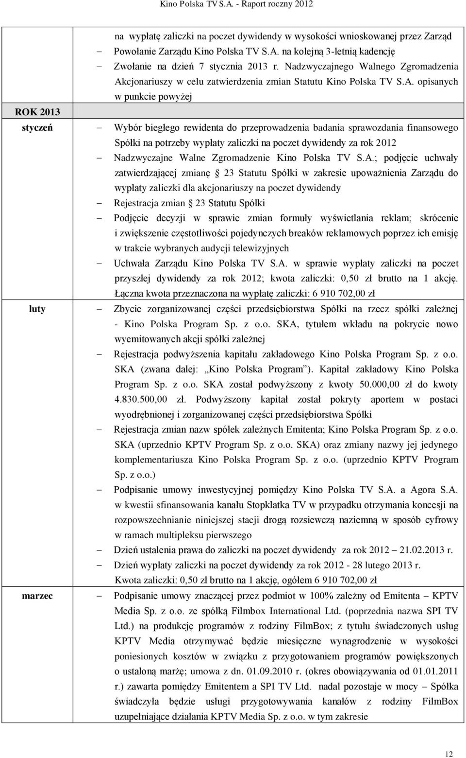 cjonariuszy w celu zatwierdzenia zmian Statutu Kino Polska TV S.A.