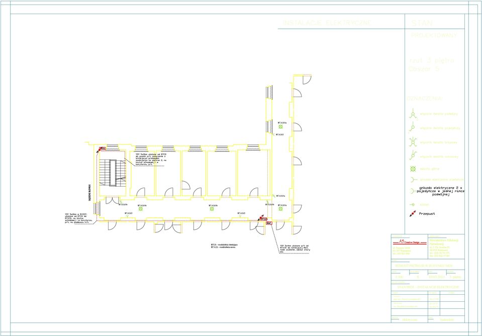 2011 3 piętro nazwa rysunku: STAN PROJ. - INSTALACJE ELEKTRYCZNE zespół: projektant: mgr inż.