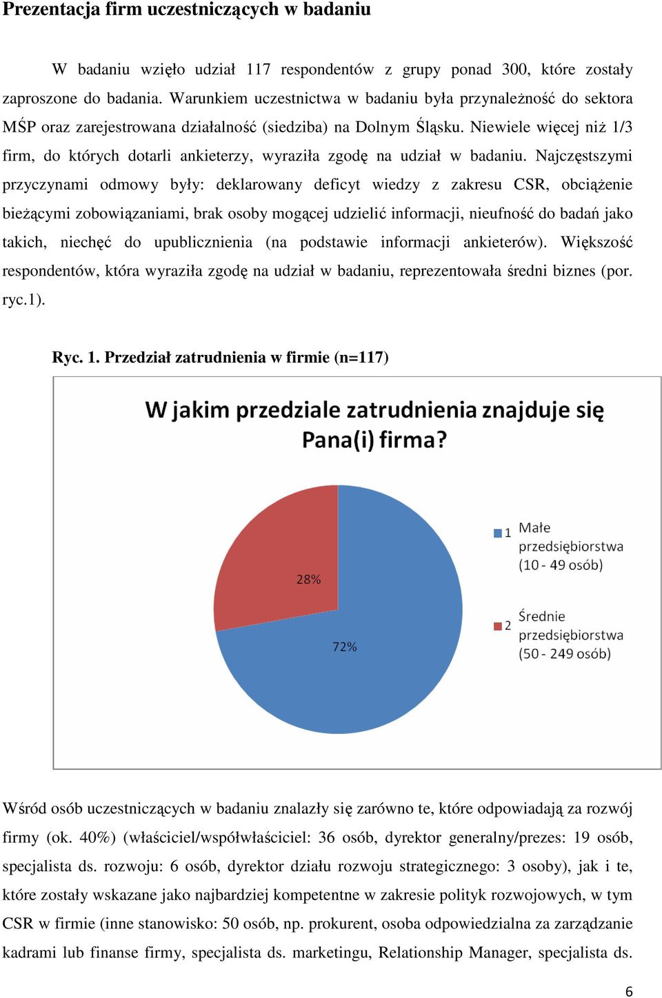 Niewiele więcej niż 1/3 firm, do których dotarli ankieterzy, wyraziła zgodę na udział w badaniu.