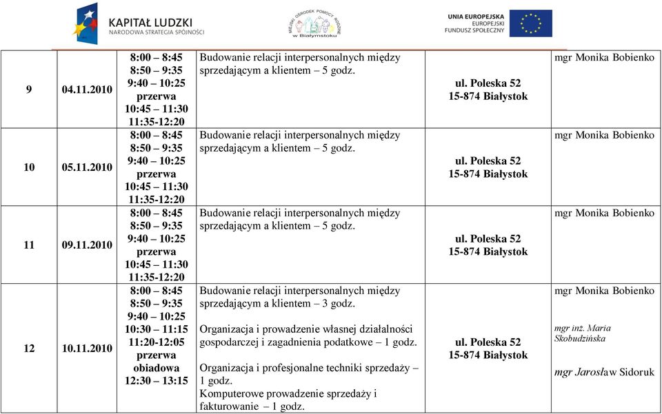 sprzedającym a klientem 3 godz. gospodarczej i zagadnienia podatkowe 1 godz.