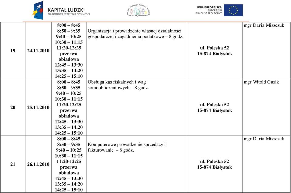 zagadnienia podatkowe 8 godz.