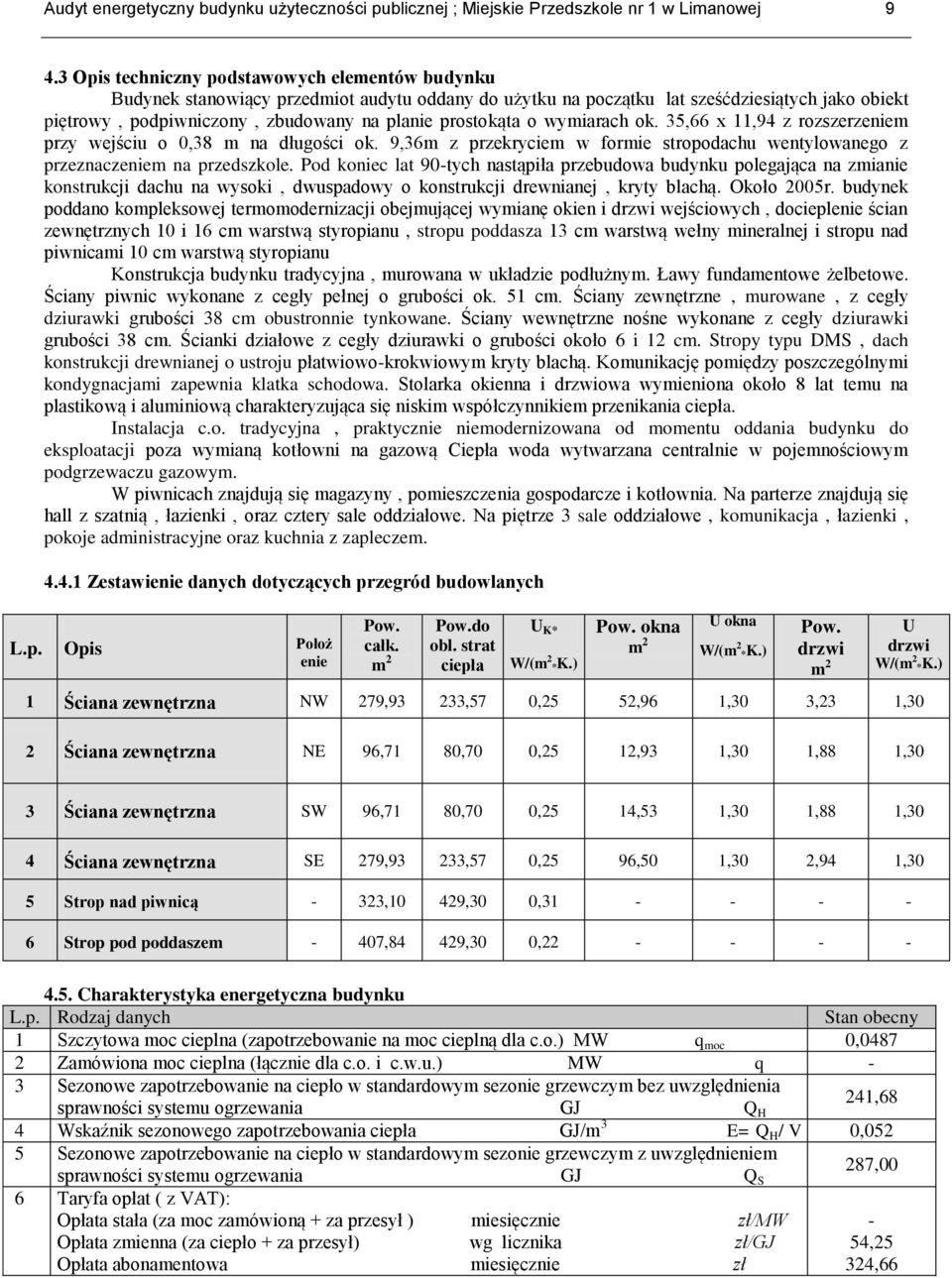 prostokąta o wymiarach ok. 35,66 x 11,94 z rozszerzeniem przy wejściu o 0,38 m na długości ok. 9,36m z przekryciem w formie stropodachu wentylowanego z przeznaczeniem na przedszkole.