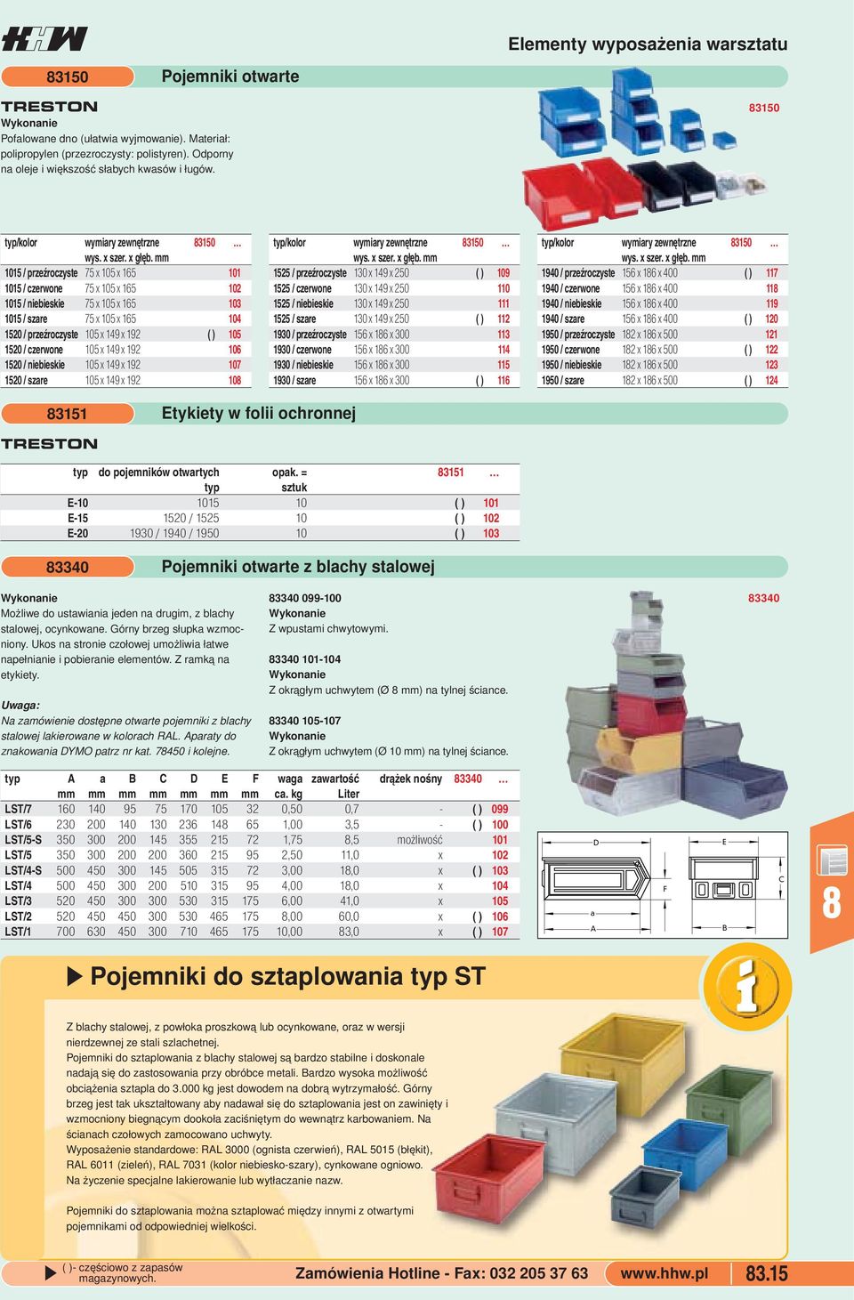 1520 / przeźroczyste 105 x 149 x 192 ( ) 105 1520 / czerwone 105 x 149 x 192 106 1520 / niebieskie 105 x 149 x 192 107 1520 / szare 105 x 149 x 192 10 typ/kolor wymiary zewnętrzne 3150 wys x szer x