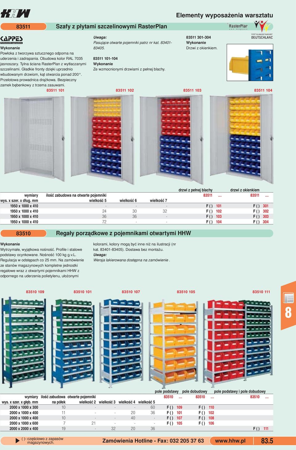 otwarte pojemniki patrz nr kat 3401-3405 3511 101-104 Ze wzmocnionymi drzwiami z pełnej blachy 3511 301-304 Drzwi z okienkiem 3511 102 3511 103 3511 104 drzwi z pełnej blachy drzwi z okienkiem