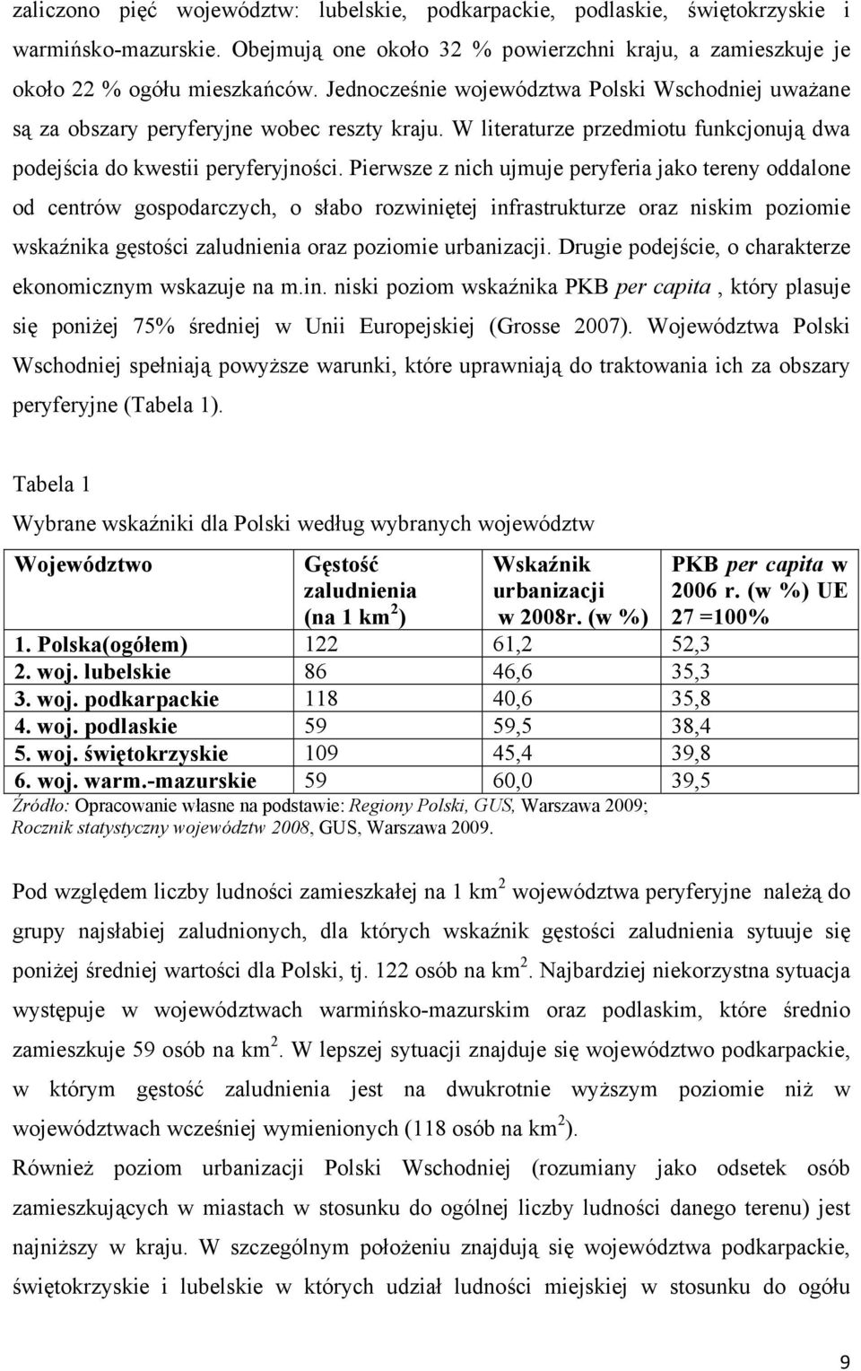 Pierwsze z nich ujmuje peryferia jako tereny oddalone od centrów gospodarczych, o słabo rozwiniętej infrastrukturze oraz niskim poziomie wskaźnika gęstości zaludnienia oraz poziomie urbanizacji.