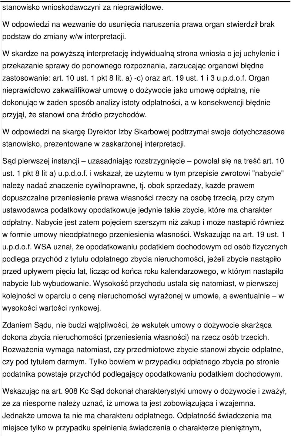 a) -c) oraz art. 19 ust. 1 i 3 u.p.d.o.f.