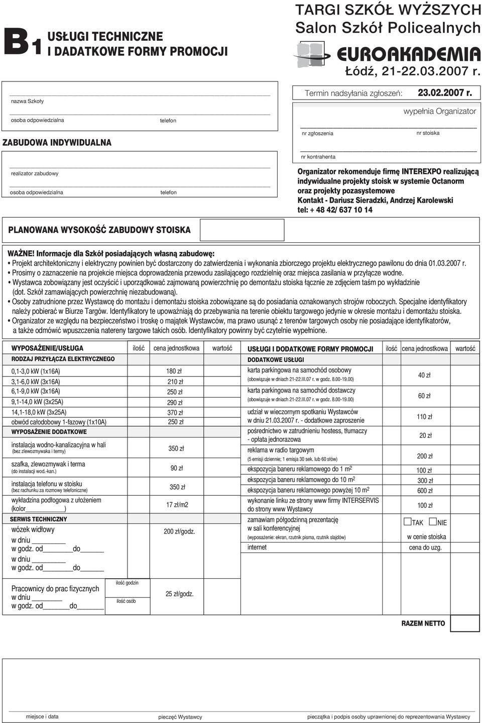 STOISKA WA#NE! Informacje dla Szkó$ posiadaj"cych w$asn" zabudow!: Projekt architektoniczny i elektryczny powinien by!