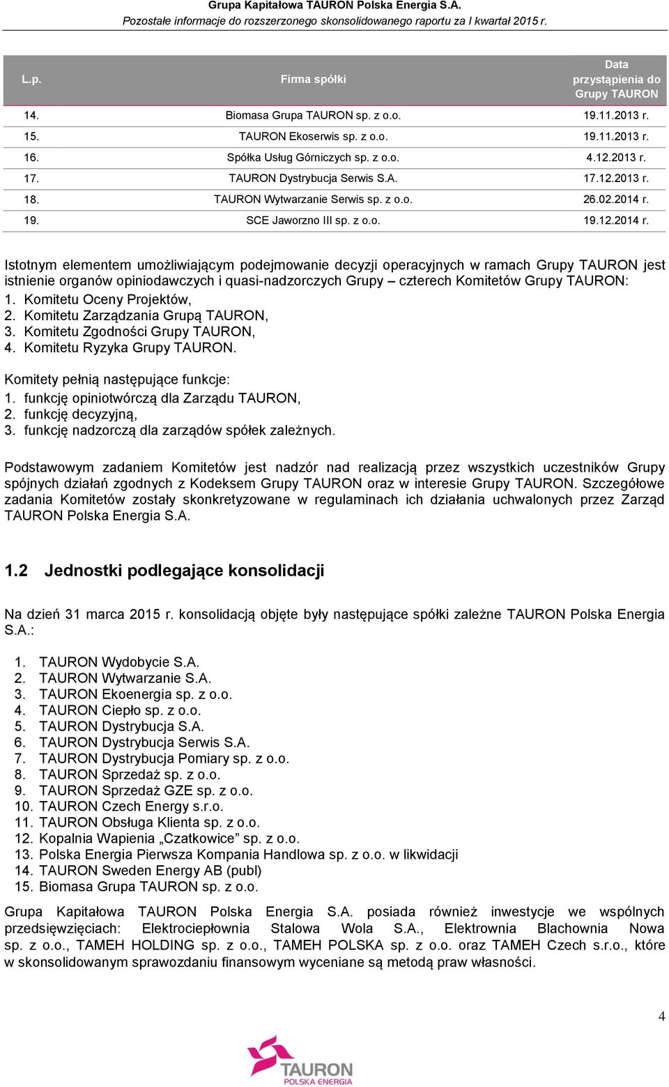 19. SCE Jaworzno III sp. z o.o. 19.12.2014 r.