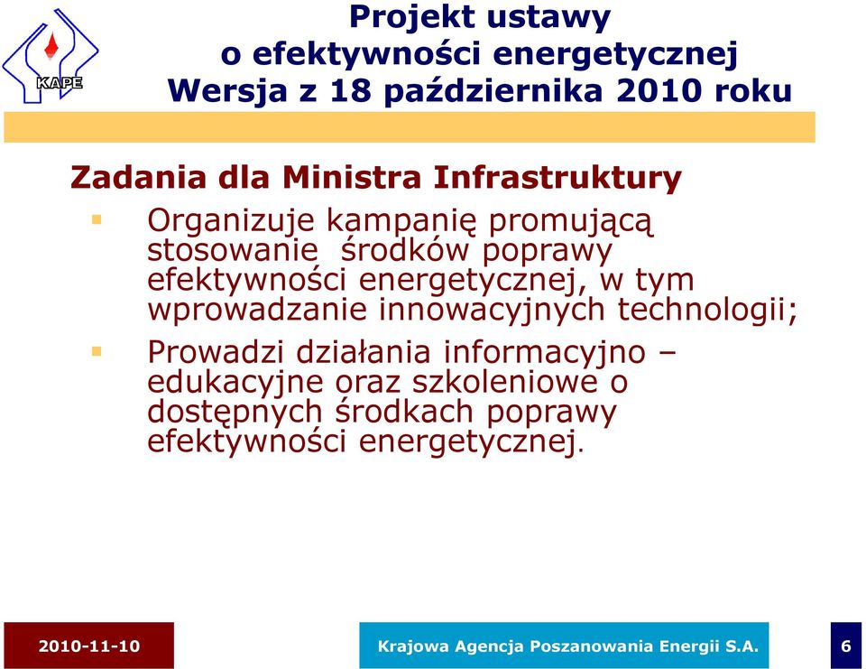 tym wprowadzanie innowacyjnych technologii; Prowadzi działania informacyjno edukacyjne oraz szkoleniowe