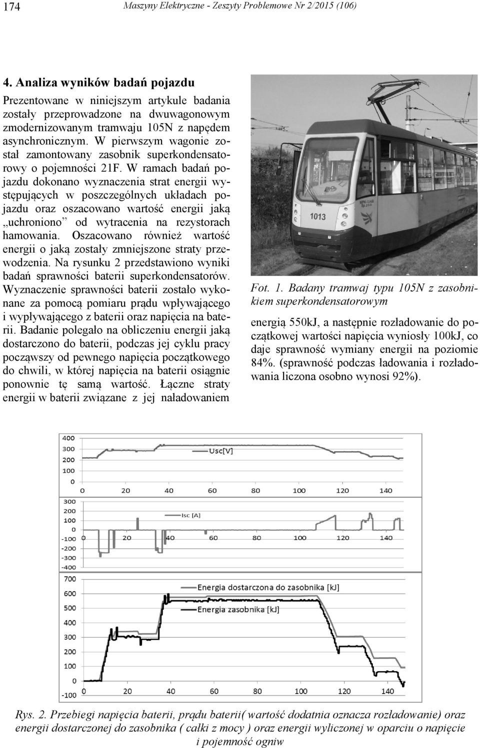 W pierwszym wagonie został zamontowany zasobnik superkondensatorowy o pojemności 21F.