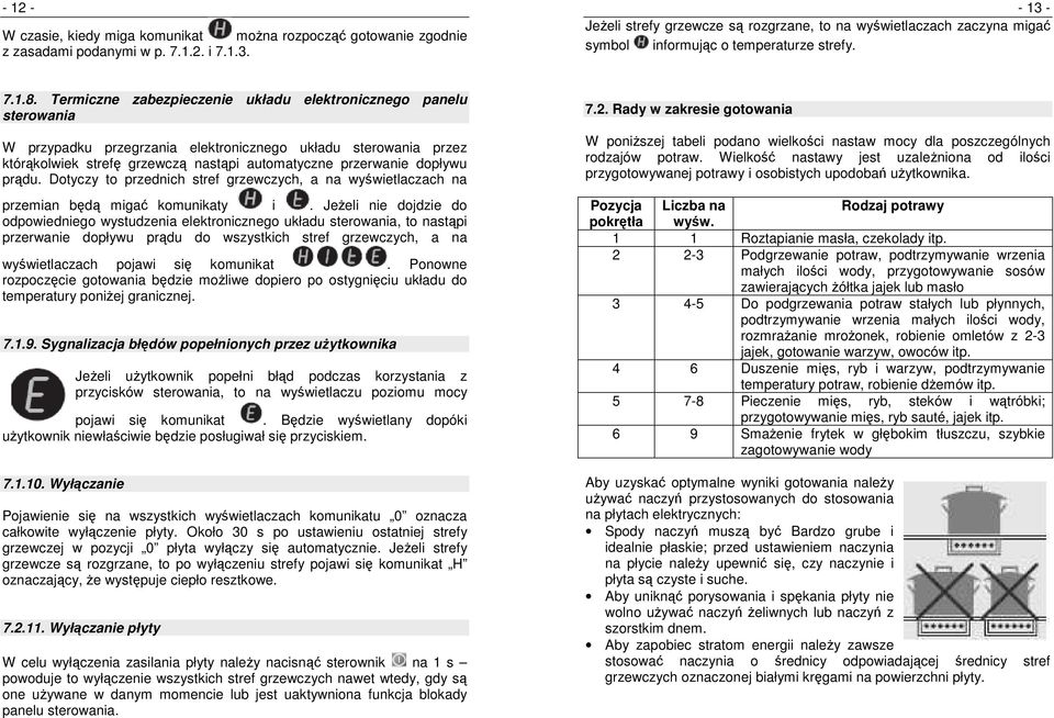 Termiczne zabezpieczenie układu elektronicznego panelu sterowania W przypadku przegrzania elektronicznego układu sterowania przez którąkolwiek strefę grzewczą nastąpi automatyczne przerwanie dopływu