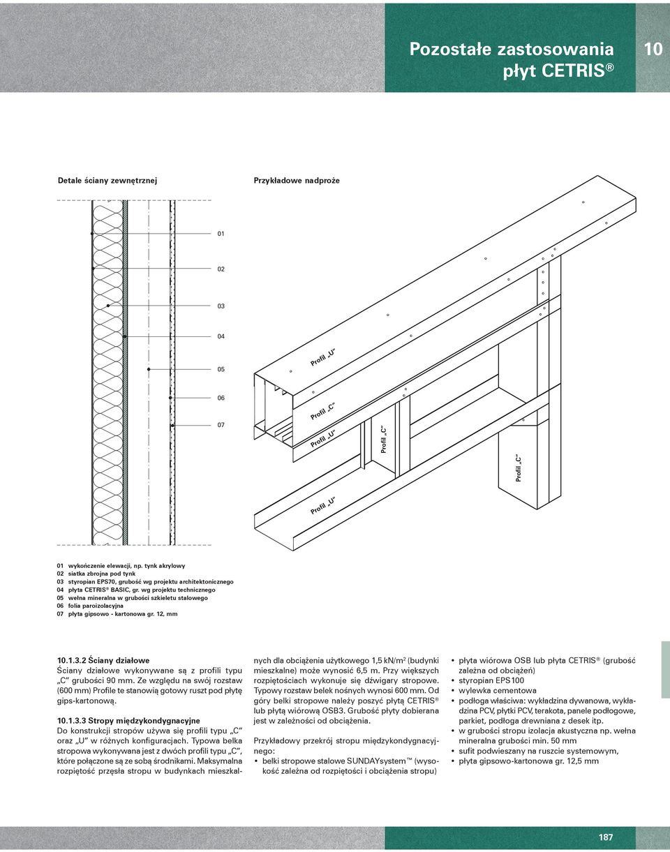 wg projektu technicznego we na mineralna w grubo ci szkieletu stalowego folia paroizolacyjna p yta gipsowo - kartonowa gr. 12, mm 10.1.3.