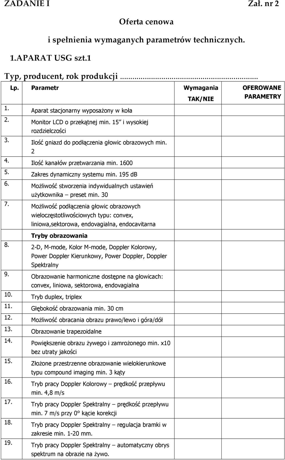 Zakres dynamiczny systemu min. 195 db 6. MoŜliwość stworzenia indywidualnych ustawień uŝytkownika preset min. 30 7.