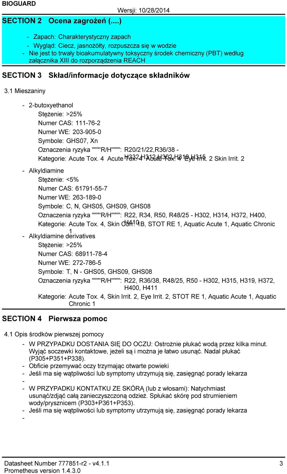 REACH SECTION 3 Skład/informacje dotyczące składników 3.