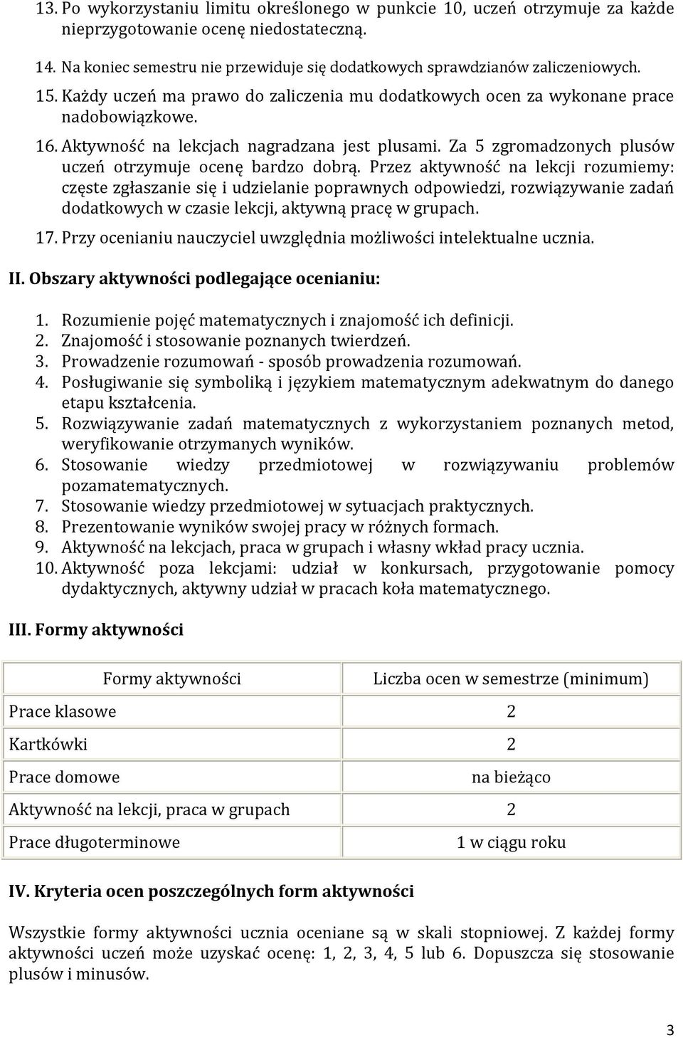 Przez aktywność na lekcji rozumiemy: częste zgłaszanie się i udzielanie poprawnych odpowiedzi, rozwiązywanie zadań datkowych w czasie lekcji, aktywną pracę w grupach. 17.