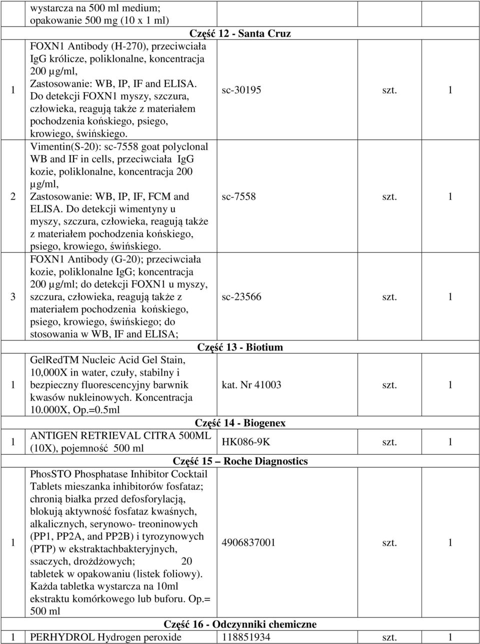 Vimentin(S-0): sc-7558 goat polyclonal WB and IF in cells, przeciwciała IgG kozie, poliklonalne, koncentracja 00 µg/ml, Zastosowanie: WB, IP, IF, FCM and sc-7558 szt. ELISA.