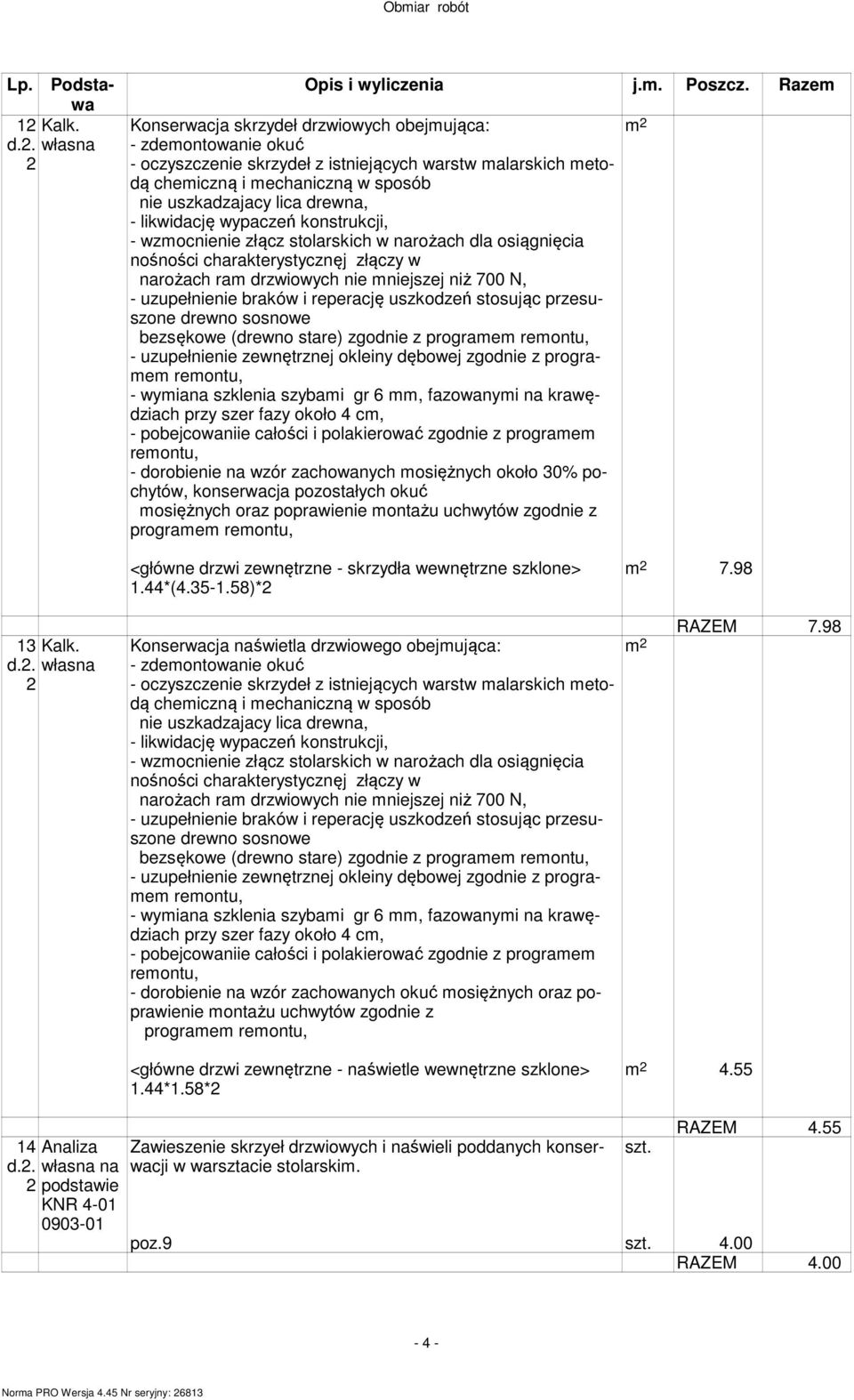 mosiężnych oraz poprawienie montażu uchwytów zgodnie z programem m <główne dr