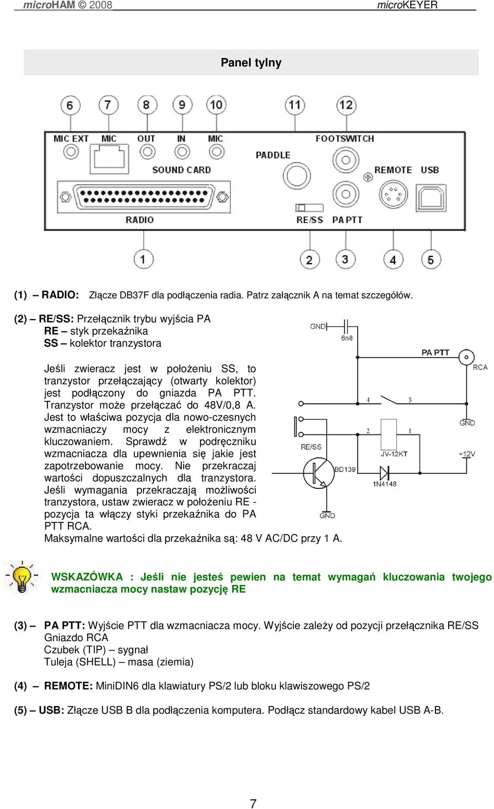 PTT. Tranzystor moŝe przełączać do 48V/0,8 A. Jest to właściwa pozycja dla nowo-czesnych wzmacniaczy mocy z elektronicznym kluczowaniem.