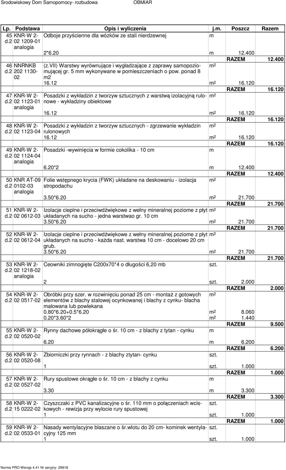 2 02 1218-02 54 KNR-W 2- d.2 02 0517-02 55 KNR-W 2- d.2 02 0520-02 56 KNR-W 2- d.2 02 0520-08 57 KNR-W 2- d.2 02 0527-02 58 KNR-W 2- d.2 15 0222-02 59 KNR-W 2- d.2 02 0533- RAZEM 12.400 (z.