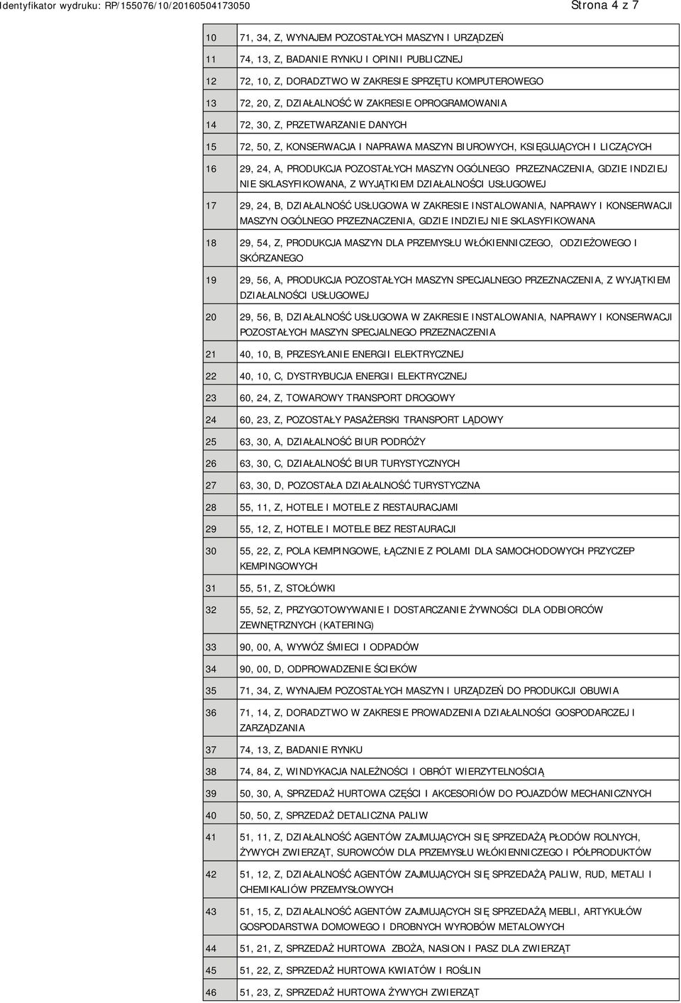 PRZEZNACZENIA, GDZIE INDZIEJ NIE SKLASYFIKOWANA, Z WYJĄTKIEM DZIAŁALNOŚCI USŁUGOWEJ 17 29, 24, B, DZIAŁALNOŚĆ USŁUGOWA W ZAKRESIE INSTALOWANIA, NAPRAWY I KONSERWACJI MASZYN OGÓLNEGO PRZEZNACZENIA,