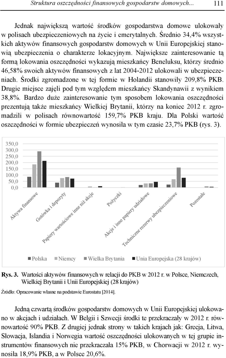 Największe zainteresowanie tą formą lokowania oszczędności wykazują mieszkańcy Beneluksu, którzy średnio 46,58% swoich aktywów finansowych z lat 2004-2012 ulokowali w ubezpieczeniach.