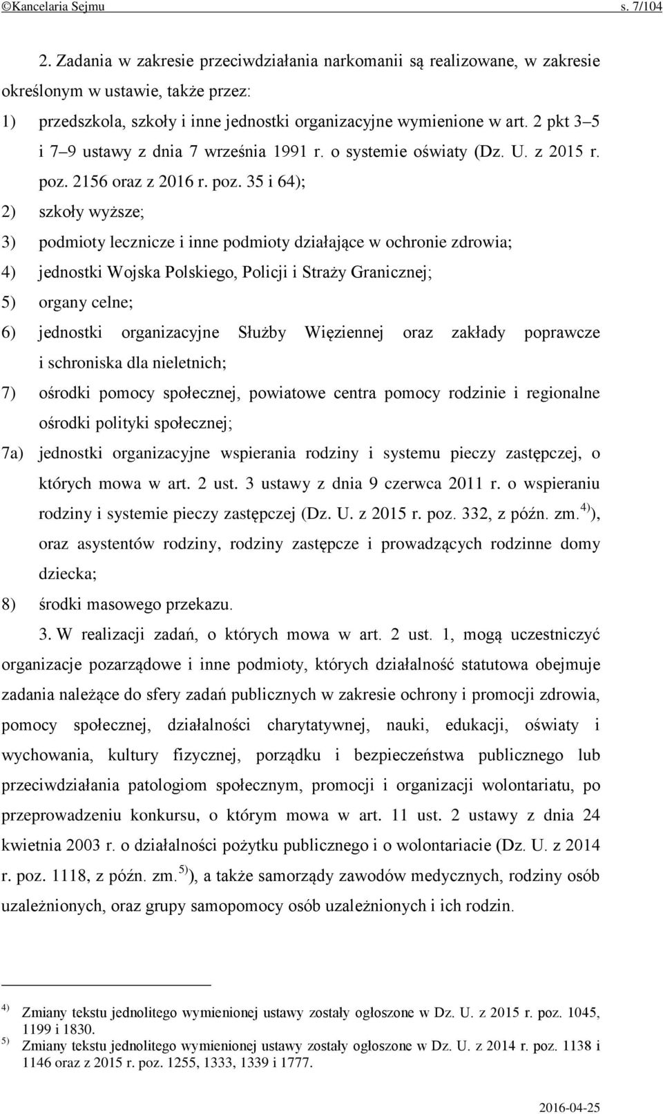 2 pkt 3 5 i 7 9 ustawy z dnia 7 września 1991 r. o systemie oświaty (Dz. U. z 2015 r. poz.