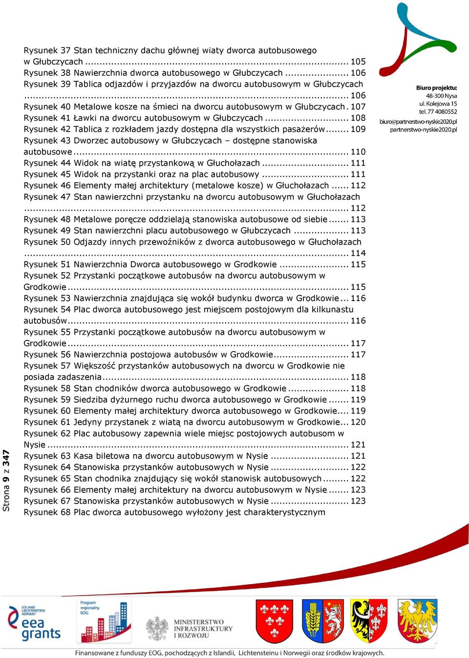 107 Rysunek 41 Ławki na dworcu autobusowym w Głubczycach... 108 Rysunek 42 Tablica z rozkładem jazdy dostępna dla wszystkich pasażerów.