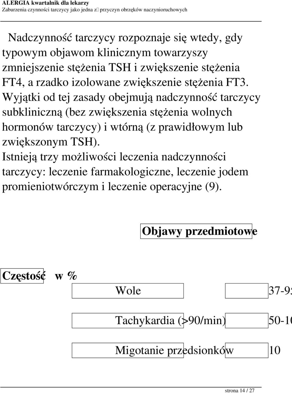 Wyjątki od tej zasady obejmują nadczynność tarczycy subkliniczną (bez zwiększenia stężenia wolnych hormonów tarczycy) i wtórną (z prawidłowym lub