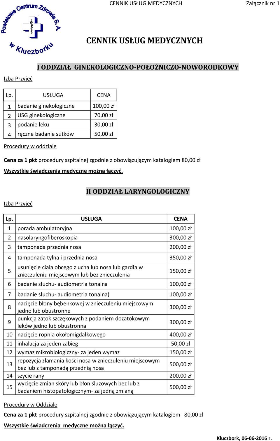 200,00 zł 4 tamponada tylna i przednia nosa 350,00 zł 5 usunięcie ciała obcego z ucha lub nosa lub gardła w znieczuleniu miejscowym lub bez znieczulenia 150,00 zł 6 badanie słuchu- audiometria