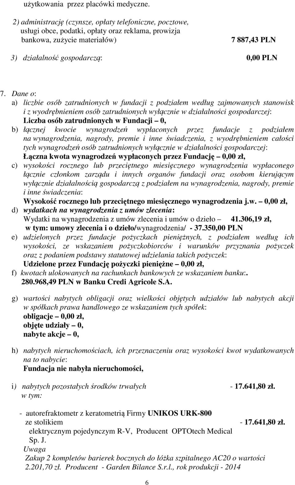 Dane o: a) liczbie osób trudnionych w fundacji z podziałem według jmowanych stanowisk i z wyodrębnieniem osób trudnionych wyłącznie w działalności gospodarczej: Liczba osób trudnionych w Fundacji 0,